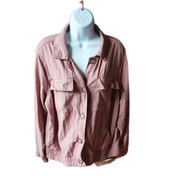 Pink Linen Blend Jacket Size 14 - Picture 2 of 7